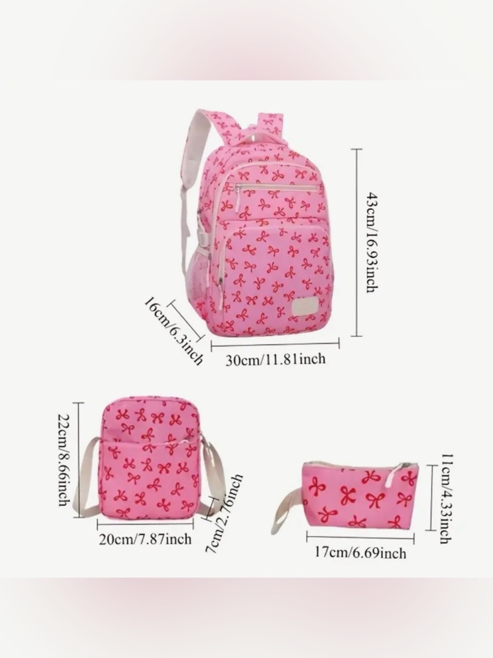 Cream & Pink Backpack Set - Picture 3 of 4